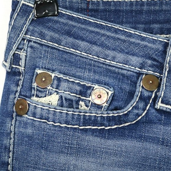True Religion Rainbow Gina Bootcut Jeans Stretch Distressed 28 x 33 - Picture 9 of 12